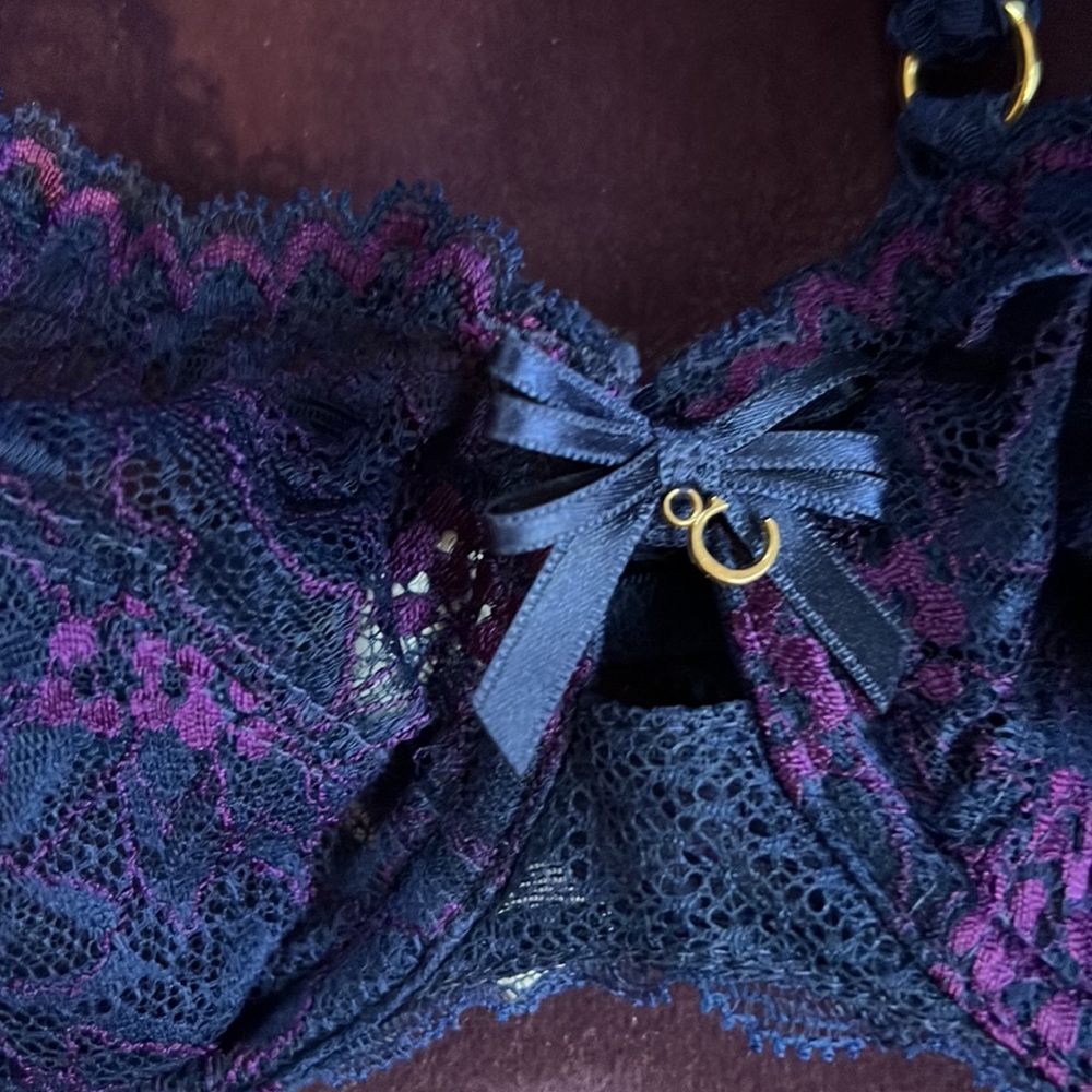 Navy and Purple floral bra - Picture 2 of 6